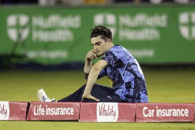 Yorkshire Vikings' Jordan Thompson is dejected after his side's loss to the Sussex Sharks. Picture by Allan McKenzie/SWpix.com