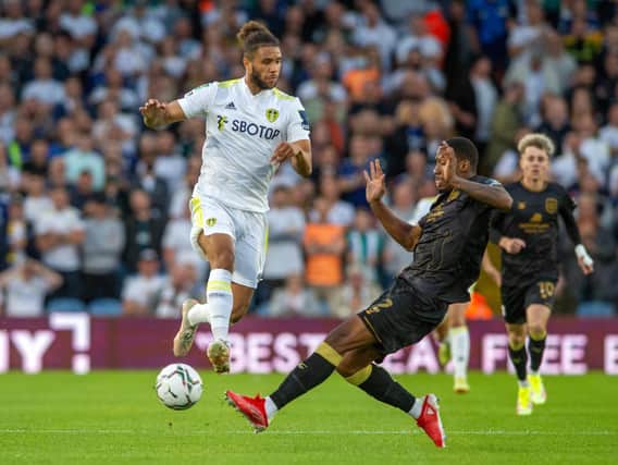 Tyler Roberts in action against Crewe at Elland Road. Pic: Bruce Rollinson