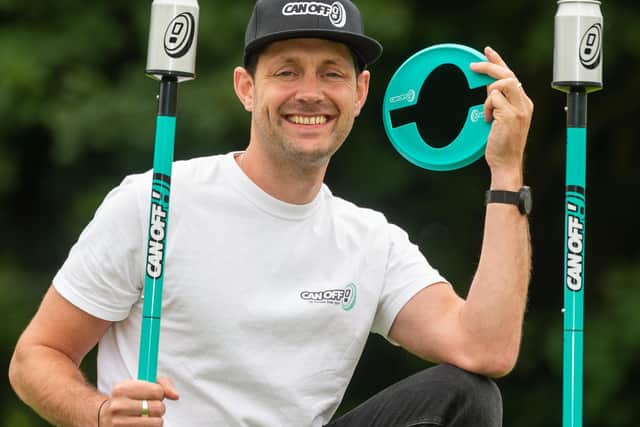 Henry Marks, 34, with Canoff, the flying disc game. Picture: James Hardisty