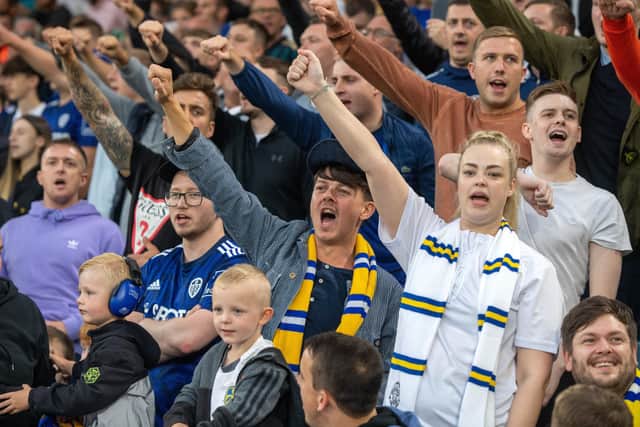 Leeds United fans get behind their team against Crewe Alexandra.  Picture: Bruce Rollinson.