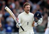 England's Joe Root celebrates reaching his century at Headingley. Picture: PA.