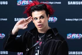 Yungblud arrives at Samsung KX in London, ahead of his live performance alongside London Community Gospel Choir and artist Aries Moross, to launch the Samsung Galaxy Z Fold3 and Z Flip3 devices which go on sale on Friday. Picture date: Thursday August 26, 2021.
PA