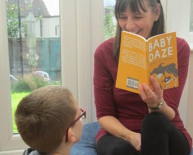 Sarah Davis and her son Matthew, who inspired her book Baby Daze.