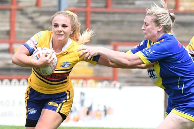 Leeds Rhinos forward Lucy Murray in action against Warrington Wolves. Picture: Leeds Rhinos RL.