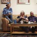 Undated handout photo issued by Channel 4 of The Michael family, (left to right) Louis, Carolyne, Andy and Alex Michael, appearing on Channel 4's Gogglebox (photo: PA).