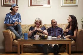 Undated handout photo issued by Channel 4 of The Michael family, (left to right) Louis, Carolyne, Andy and Alex Michael, appearing on Channel 4's Gogglebox (photo: PA).