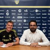 NEW FACE - Leo Hjelde with Leeds United director of football Victor Orta.