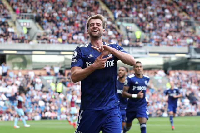UP AND RUNNING: Leeds United striker Patrick Bamford celebrates his late equaliser in Sunday's clash against Burnley. Photo by Jan Kruger/Getty Images.