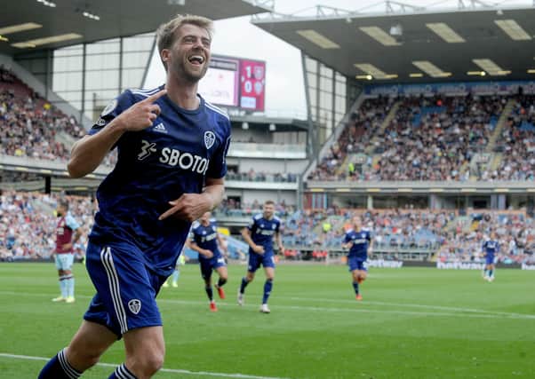 Leeds United man of the match Patrick Bamford celebrates his equaliser against Burnley at Turf Moor. Picture: Steve Riding.