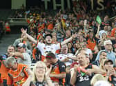 Castleford Tigers fans at the 2018 Magic Weekend in Newcastle. Picture by Allan McKenzie/SWpix.com.
