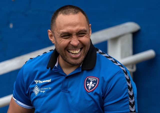Interim Wakefield Trinity coach Willie Poching has had plenty to smile about since taking over the reins at the Super League club. Picture: Bruce Rollinson/JPIMedia.