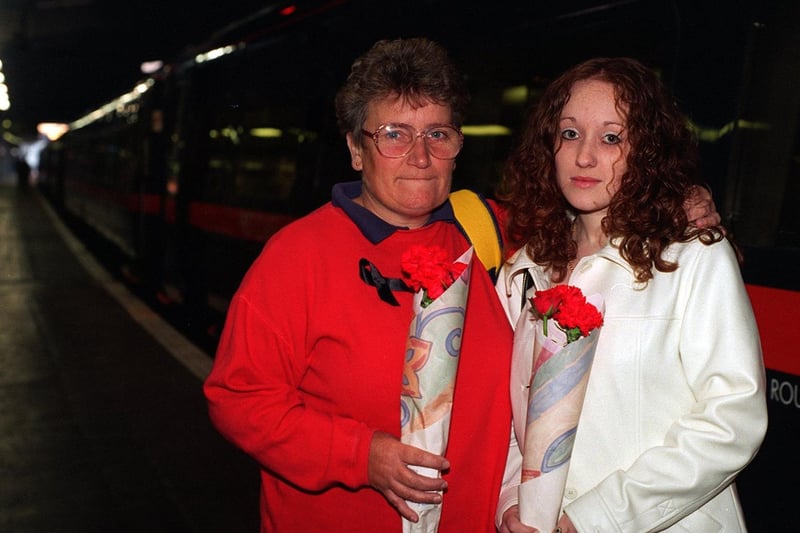 Christine and Katrina Broadfoot leave on the 7am train for London to pay their respects to Diana, Princess of Wales.