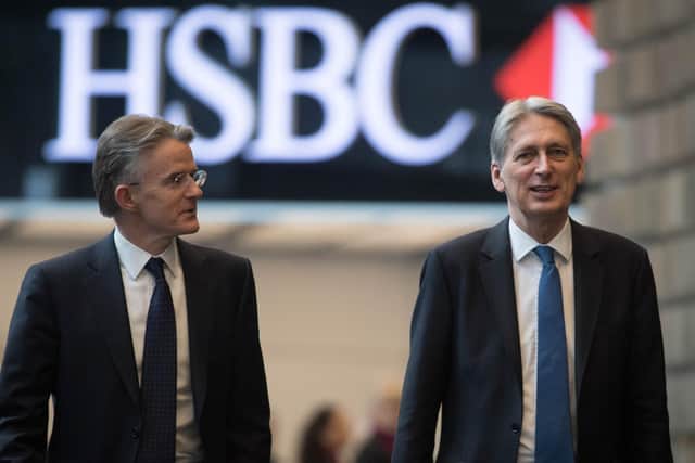 Library image of former Chancellor Philip Hammond (right) arriving at HSBC UK headquarters in Canary Wharf, east London with John Flint. Former HSBC boss John Flint has been appointed as the inaugural permanent head of the Government’s new infrastructure bank. Picture: PA