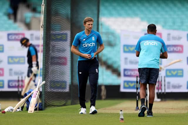 England's Joe Root during a nets session at the Kia Oval Picture: Steven Paston/PA