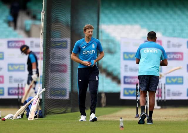 England's Joe Root during a nets session at the Kia Oval Picture: Steven Paston/PA