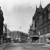 An undated photo of New Briggate that features in the exhibition. PIC: Leeds Libraries, www.leodis.net