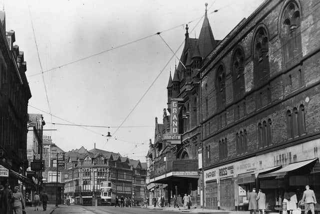 An undated photo of New Briggate that features in the exhibition. PIC: Leeds Libraries, www.leodis.net