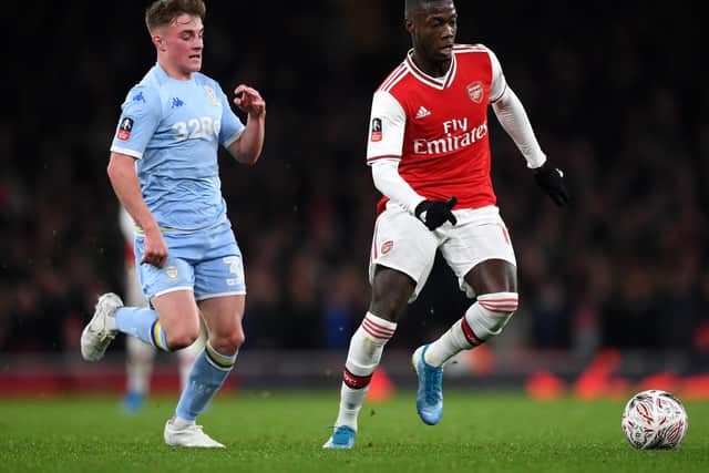 Former Leeds United academy product Robbie Gotts in action against Arsenal. Pic: Getty