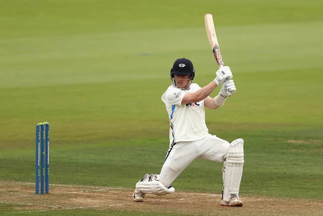 TAKE THAT: Yorkshire CCC's Dom Bess crashes one through the overs on his way to a first innings half century against Hampshire in the County Championship at The Ageas Bowl Picture: Ryan Pierse/Getty Images