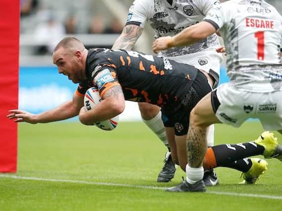Daniel Smith scores Tigers' second try. Picture by Ed Sykes/SWpix.com.