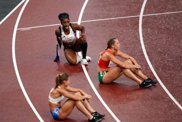 Kadeena Cox (top) of Great Britain after finishing fourth in the Women's 400m - T38 Final (Picture: PA)