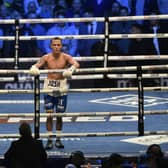 Josh Warrington cast a forlorn figure after his featherweight rematch with Mauricio Lara was stopped and declared a draw. Picture: Steve Riding.
