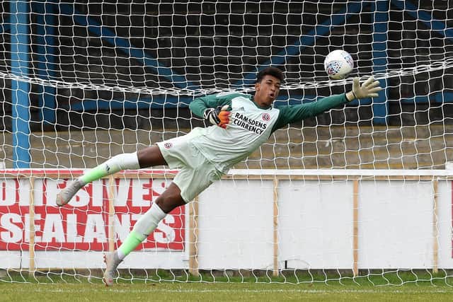 Guiseley goalkeeper Jordan Amissah had to pull off some smart stops to deny visitors Kidderminster Harriers. Picture: Andrew Roe/JPIMedia.