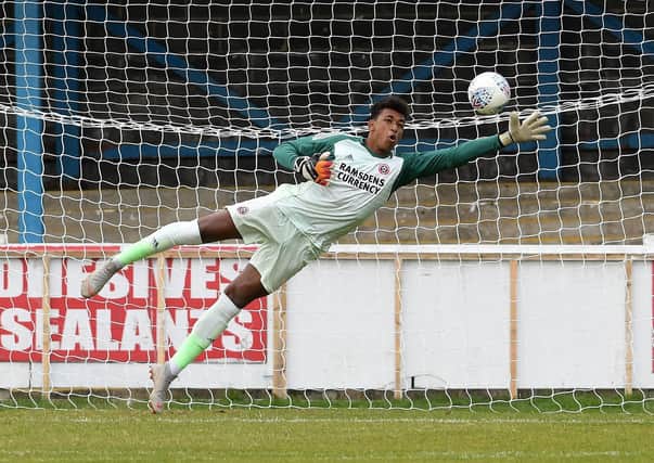 Guiseley goalkeeper Jordan Amissah had to pull off some smart stops to deny visitors Kidderminster Harriers. Picture: Andrew Roe/JPIMedia.