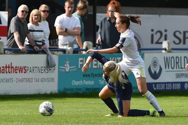 On the ball: Leeds United Women's Catherine Hamill in action against Liverpool Feds. Picture: LUFC