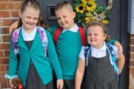 Jodie LeAnne Tams shared Isabella, Edward and Eleanor on their way to school.