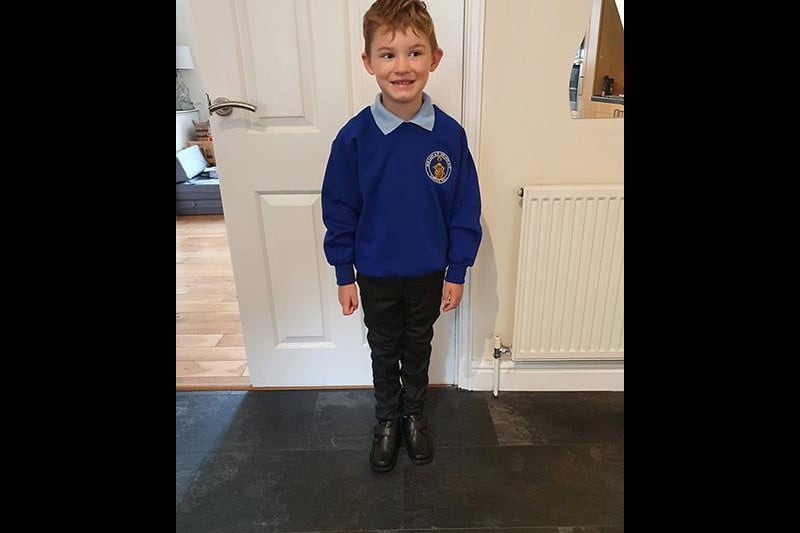 Oliver, age 5, starting year 1. Picture: Ashlee Scribbins