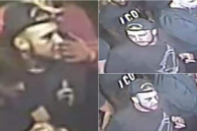 West Yorkshire Police have released these CCTV images of a man they want to identify after a man was stabbed in the chest outside Mook Bar in Leeds city centre.