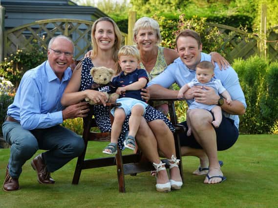 Amy Barrett (second left)  is pictured with son Charlie with (left to right) Charlie's  grandad Paul Edmondson, Charlie's grandma Carole Edmondson, Charlie's dad  James Barrett with Charlie's baby brother Samuel Barrett.

Picture : Jonathan Gawthorpe