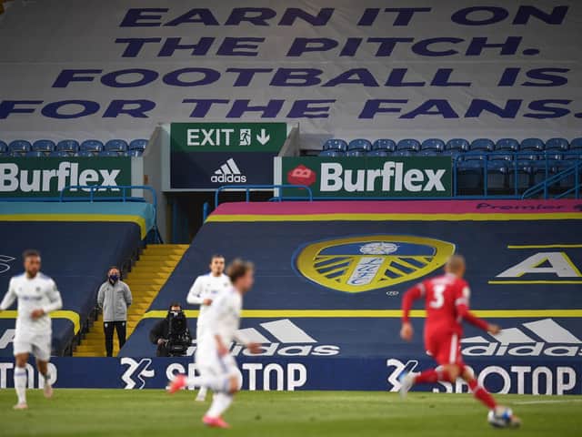 GOOD FIGHT - Leeds United took the good fight to the 'big six' when plans for a European Super League emerged, making their feelings known to Liverpool at an empty Elland Road. Pic: Getty