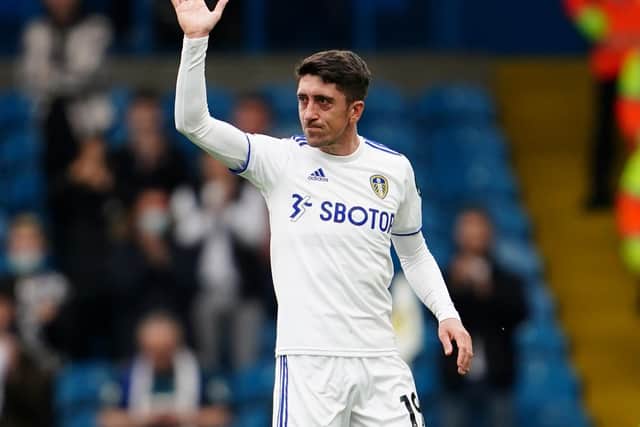 Hernandez waves goodbye to the fans at Elland Road. Pic: Getty
