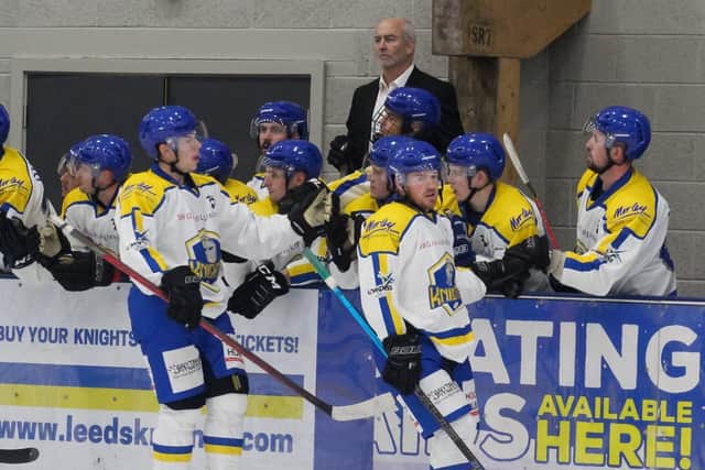 Dave Whistle, pictured on the LEeds Knights' bench against Swindon at Elland Road last Sunday. Picture courtesy of Kat Medcroft/Swindon Wildcats.