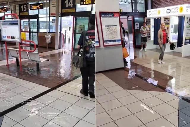Flooding in Leeds Bus Station (credit: Tracey Simpson-Laing).