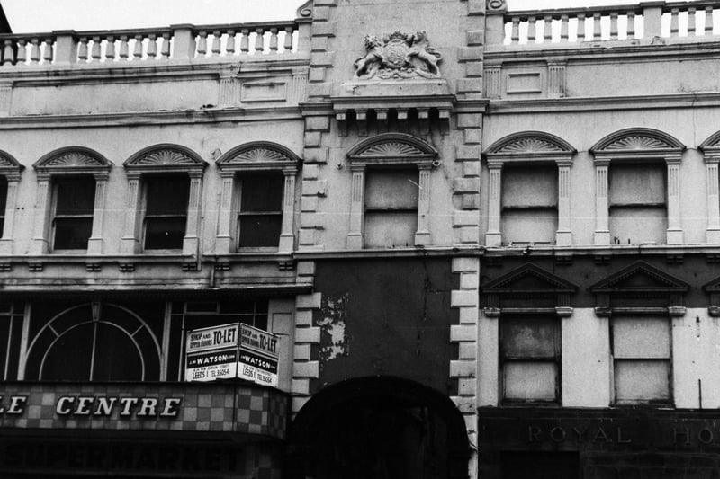 The frontage of the old coaching inn The Royal Hotel on Lower Briggate in October 1991..