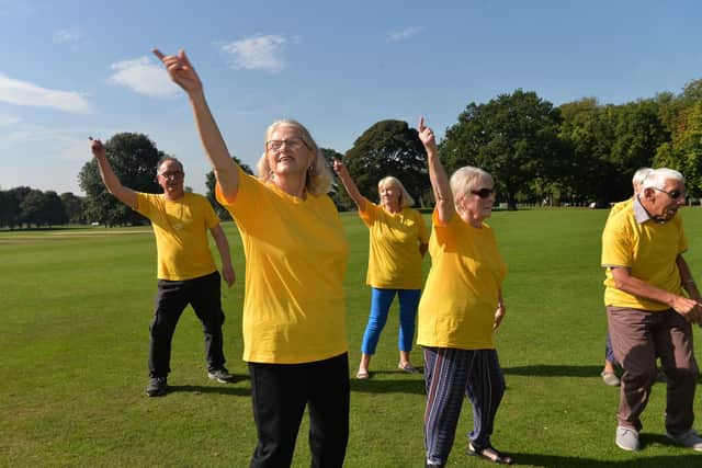 Making the most of the sunshine this week, some members did the dance moves outside at the Yeadon meeting.