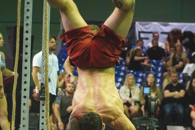 Curtis Dixon taking part in one of the crossfil challenges at the European Crossfit Championship. Credit  Nero - RXdPhotography