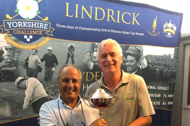 HILLSBOROUGH'S Fred Steel, left, and club president David Grocutt are the 2021 Yorkshire Challenge champions.