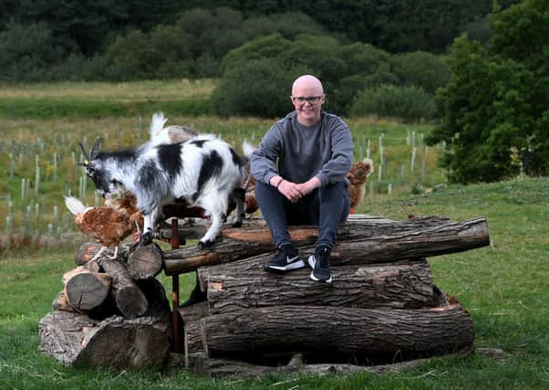 Lucy Verity pictured at her home at Masham, North Yorkshire with her beloved pygmy goats and chickens. Picture: Simon Hulme.