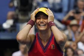 CHAMPION: Emma Raducanu reacts after defeating Leylah Fernandez to win the US Open women's singles title in New York Picture: AP/Elise Amendola