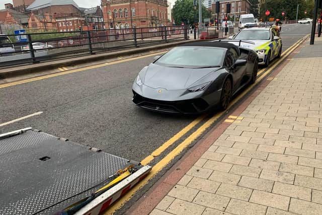 Police seized the Lamborghini in New York Road in Leeds.