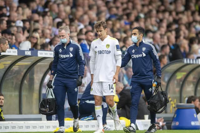 INJURY UPDATE: From Leeds United's Spanish international defender Diego Llorente, centre. Picture by Tony Johnson.