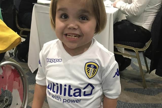 Sarah Emmott in her Leeds United shirt.