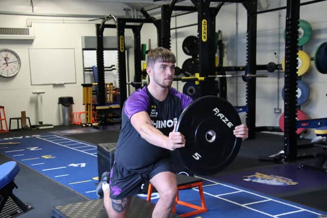 Jack Walker in the gym at Rhinos' Kirkstall training base. Picture by Phil Daly/Leeds Rhinos.