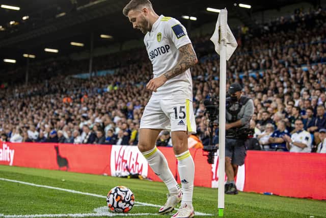 DETERMINED: Leeds United's Northern Ireland international Stuart Dallas, pictured during Sunday's 3-0 defeat to Liverpool at Elland Road. Picture by Tony Johnson.