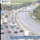 There are major delays on the southbound carriageway near Wakefield (Photo: Motorway Cameras)