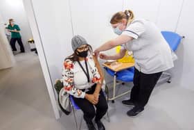 A woman receives a Covid jab at Elland Road Vaccination Centre (Photo: Danny Lawson/PA Wire)